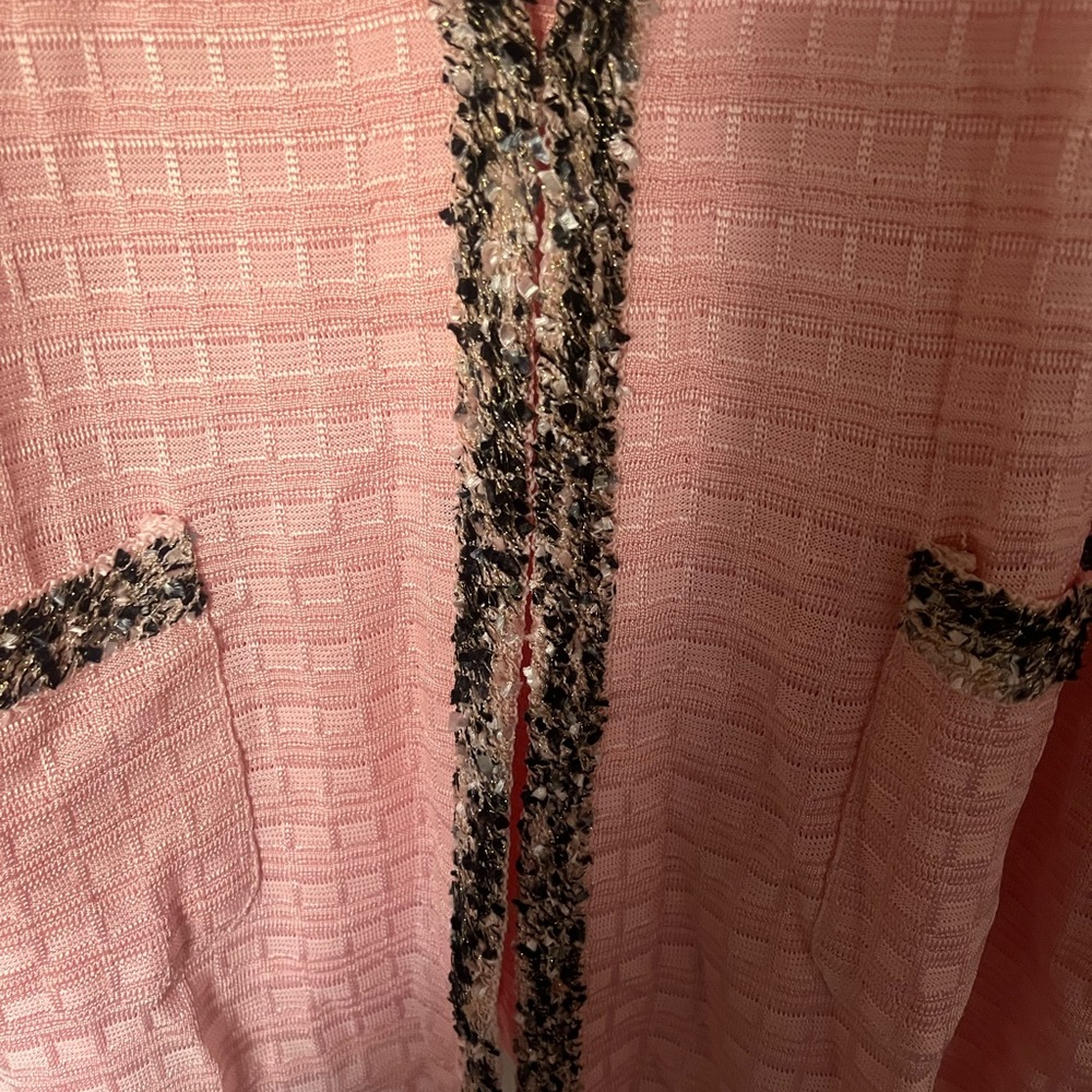 Misook Pink Textured Knit Cardigan & tank single hook pockets 3/4 sleeve XL - Picture 4 of 9